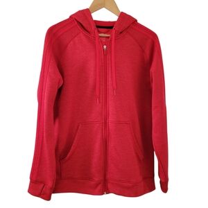 Adidas || Red Fleece 3 Stripe Full Zip Climawarm Hoodie Sweatshirt